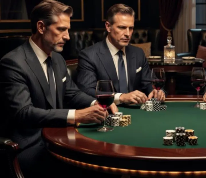 Elegantný pokerový stôl s kartami a žetónmi