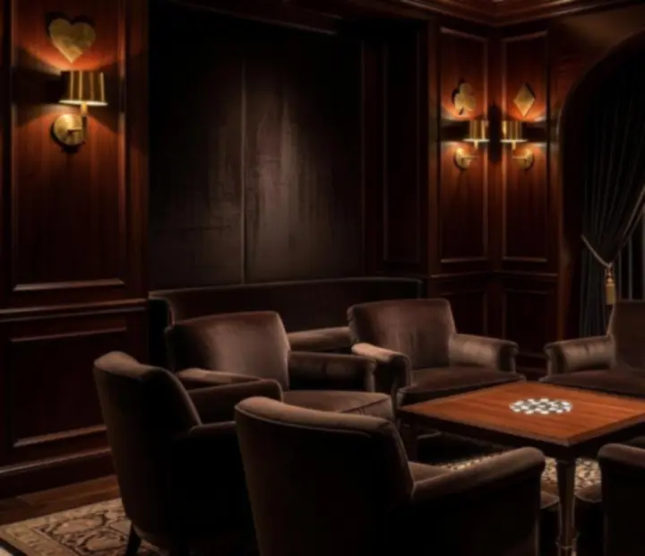 Interiér VIP salónika v štýle luxusného poker klubu