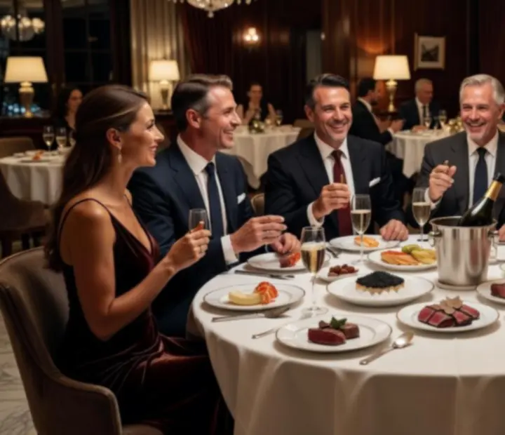 VIP hostia pri večeri v GoldenEveniing s elegantne prestretým stolom